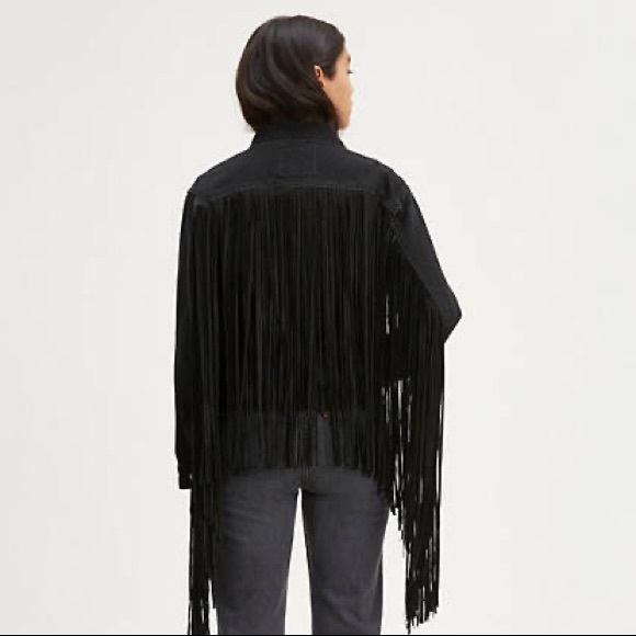 Levi’s Ex-Boyfriend Fringe Trucker Jacket Free People - Picture 9 of 12